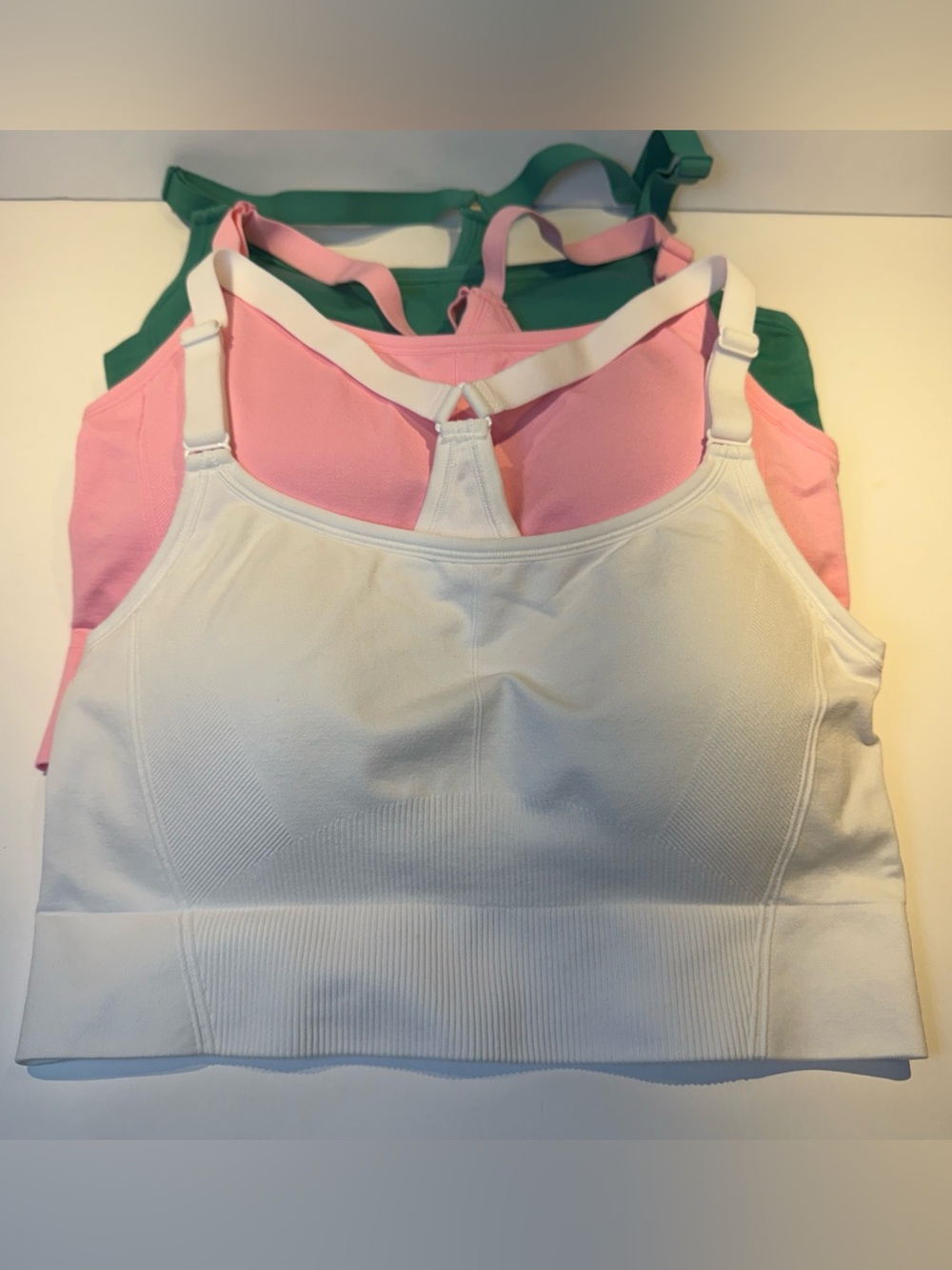 All In Motion Lot Of 3 Padded Light Sports Bras Size XL NWOT Pink/Green/White